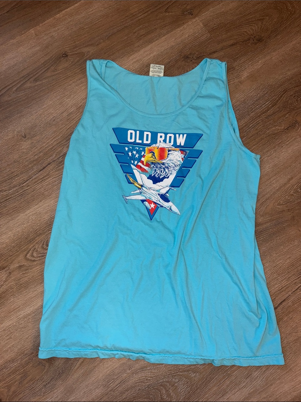 Comfort colors- mens OLD ROW Light Blue Graphic Tank Top- XL